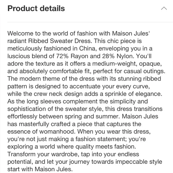 Maison Jules Womens Ribbed Sweater Dress with Buttons - size L - Picture 4 of 11